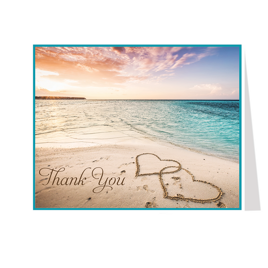 Hearts of Love Beach Bridal Thank You Card