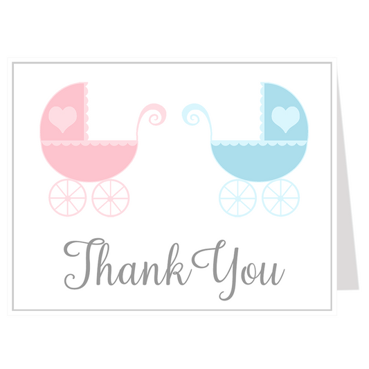Lovely Carriages Twins Thank You Card