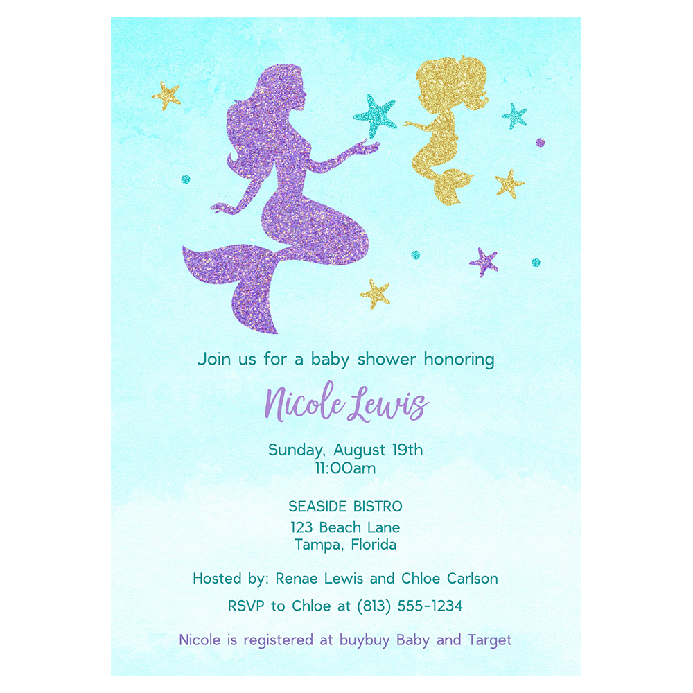 Mermaid Baby Shower Invitation