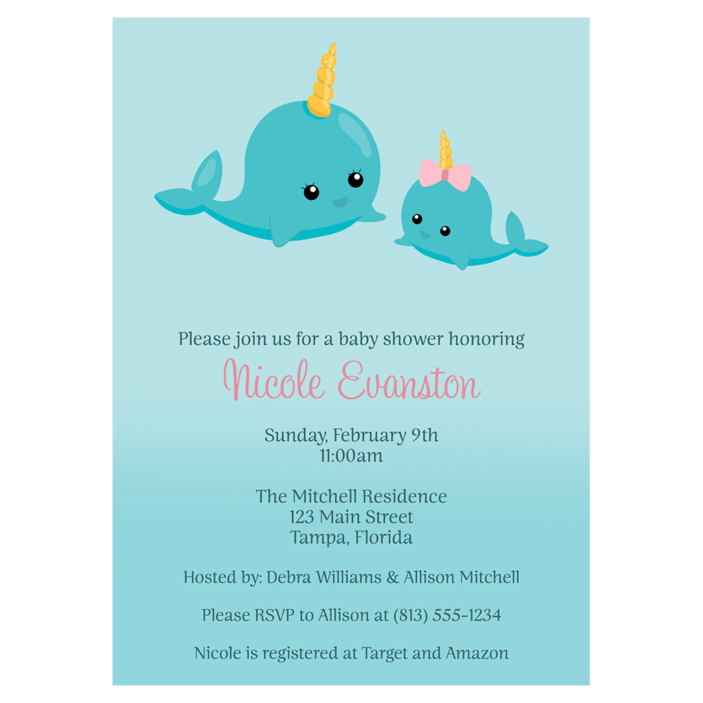 Narwhal Baby Shower Invitation