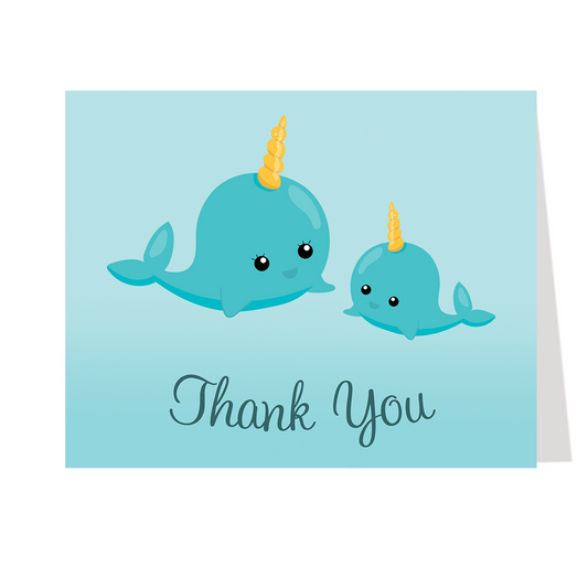Narwhal Blue Thank You Card