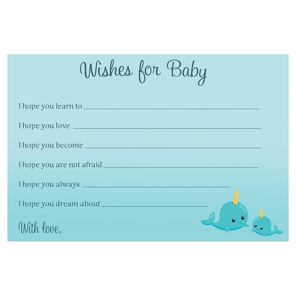 Narwhal Blue Wishes Card