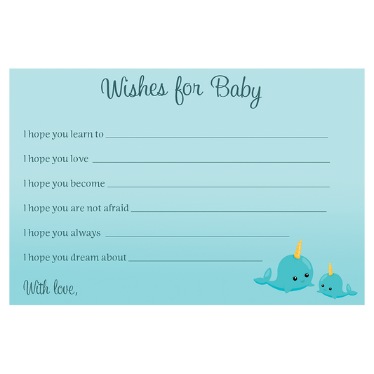 Narwhal Blue Wishes Card