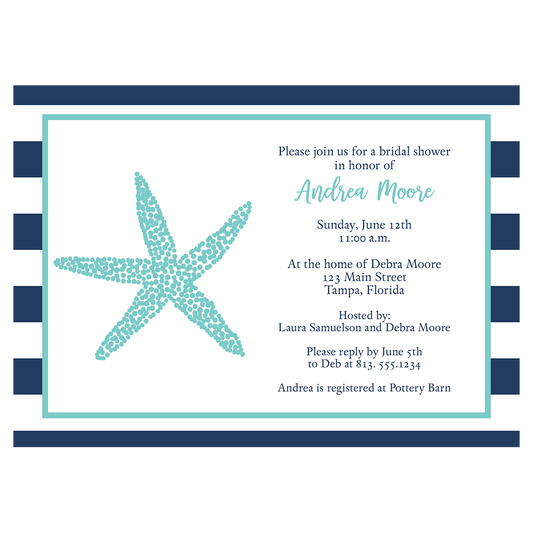 Nautical Starfish Bridal Shower Invitation