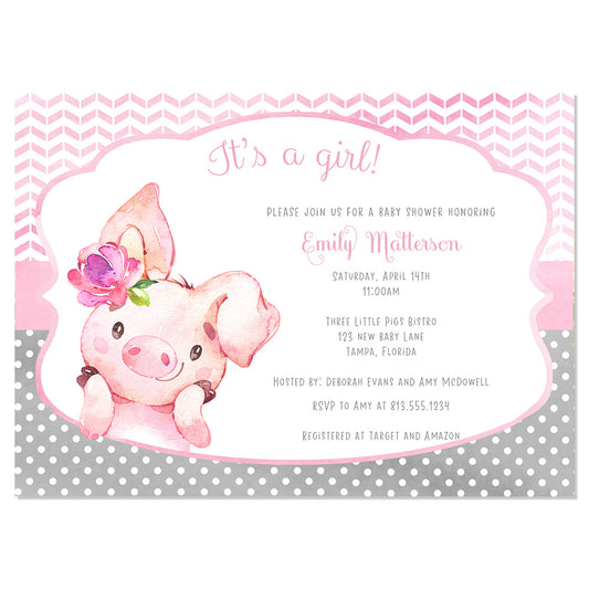 Little Piggy Pink Baby Shower Invitation