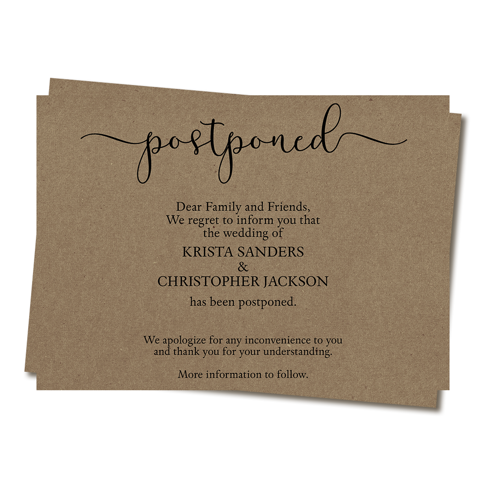 Kraft Postponement Announcement Cards
