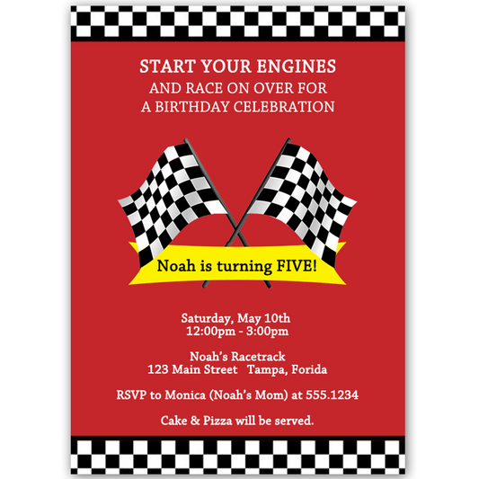 Race Car Birthday Party Invitation