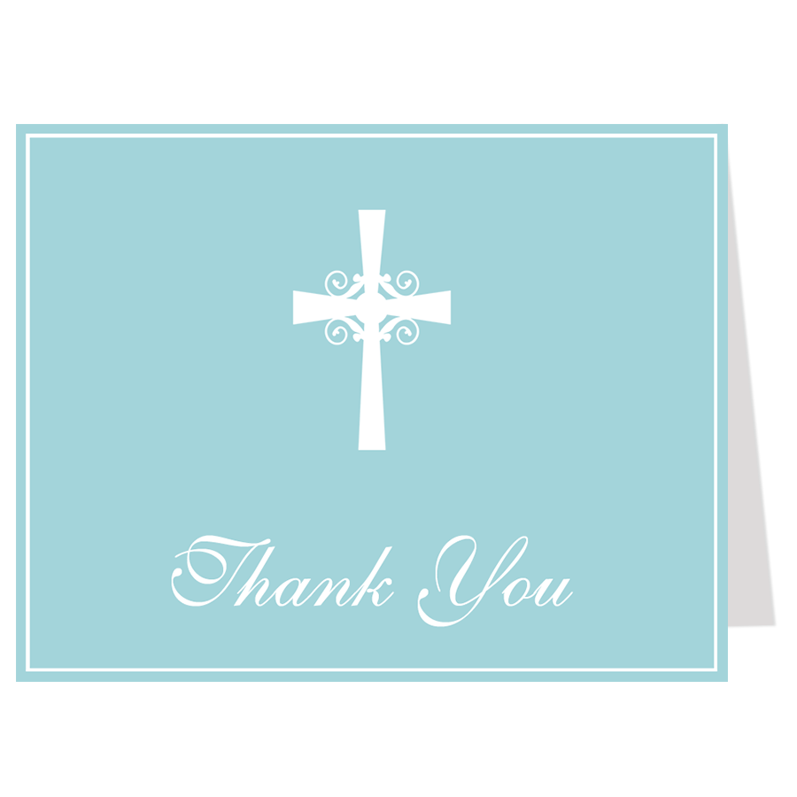 Silhouette Cross Blue Thank You Card