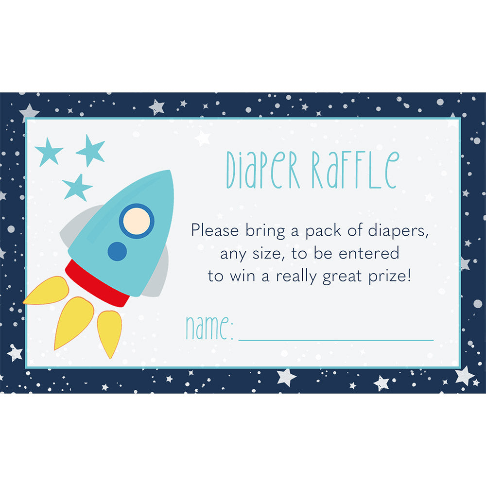 Rocket Ship, Aqua, Diaper Raffle Ticket