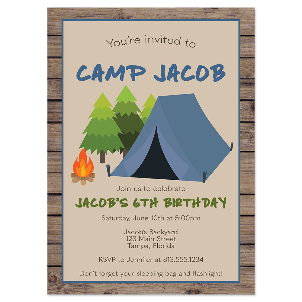 Camping Birthday Invitation