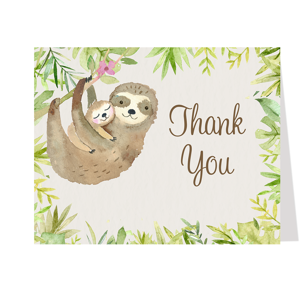 Sloth Thanks Sloth Baby Shower Thank You Card – The Invite Lady