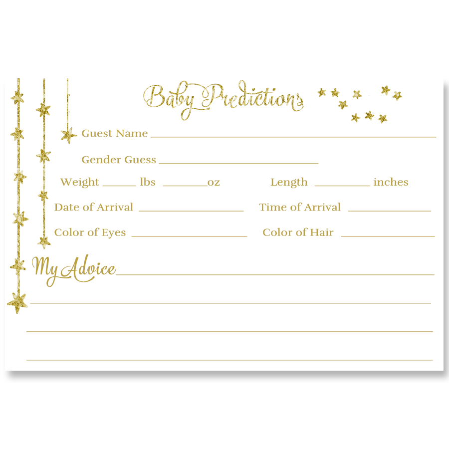 Twinkle Stars Glitter and Gold Predictions Card