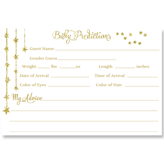 Twinkle Stars Glitter and Gold Predictions Card