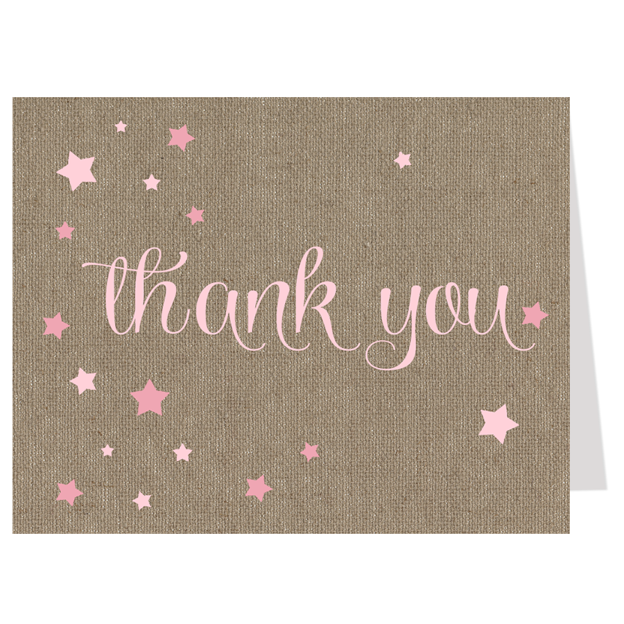 Burlap Twinkle Star Thank You Card