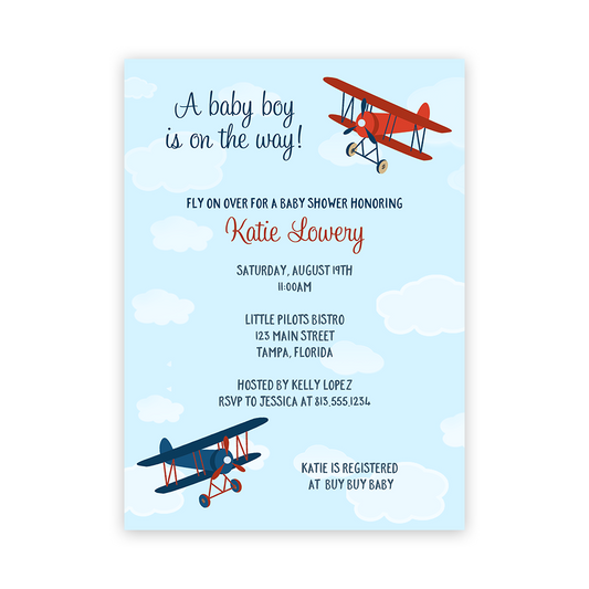 Up Up and Away Baby Shower Invitation