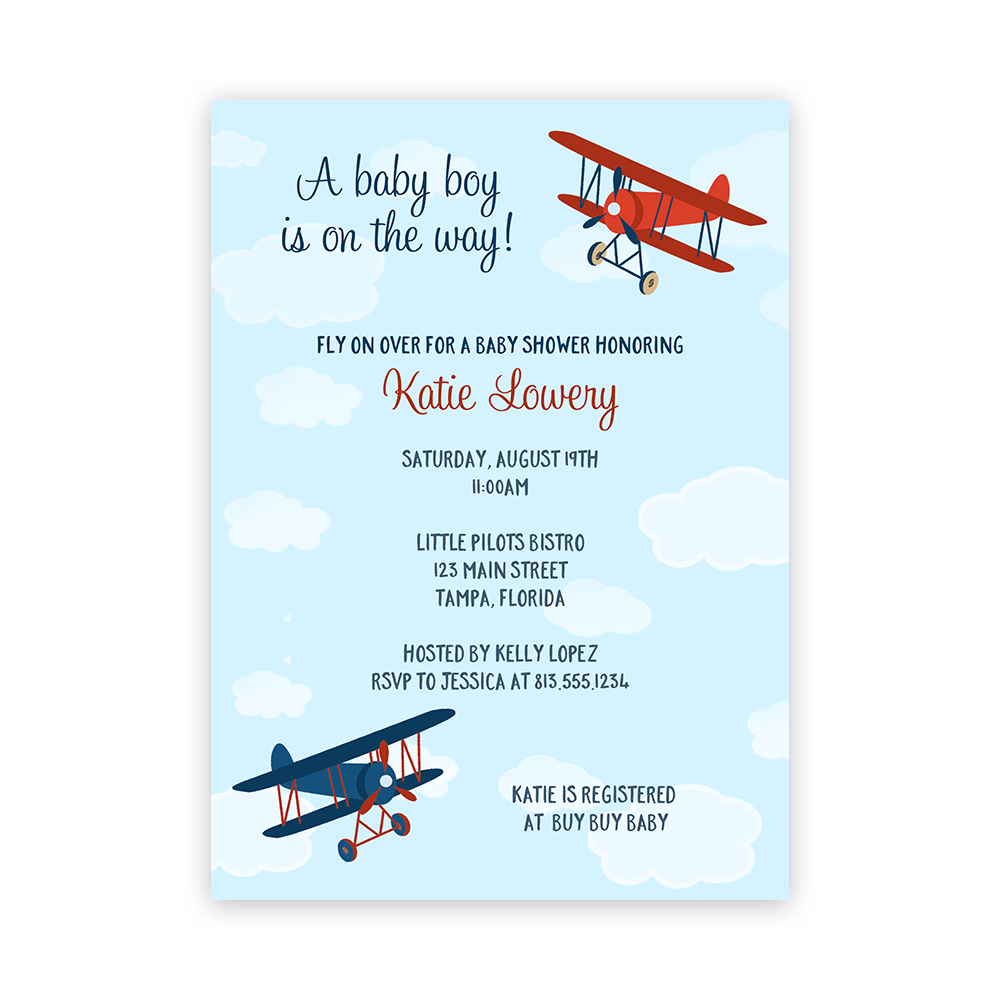 Up Up and Away Baby Shower Invitation