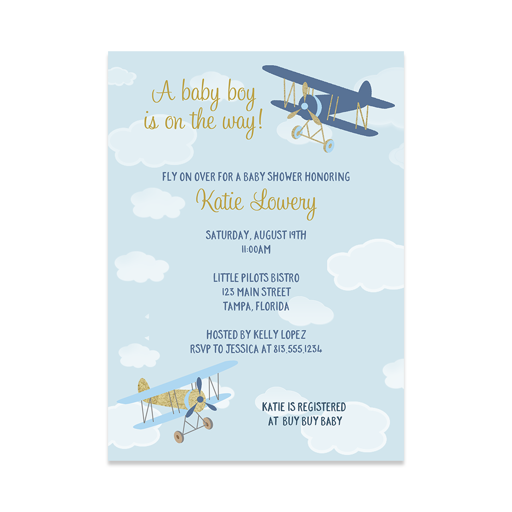 Up Up and Away Baby Shower Invitation