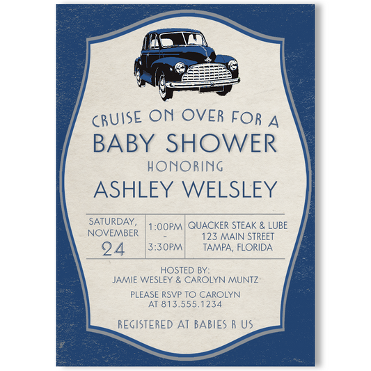 Vintage Car Baby Shower Invitation