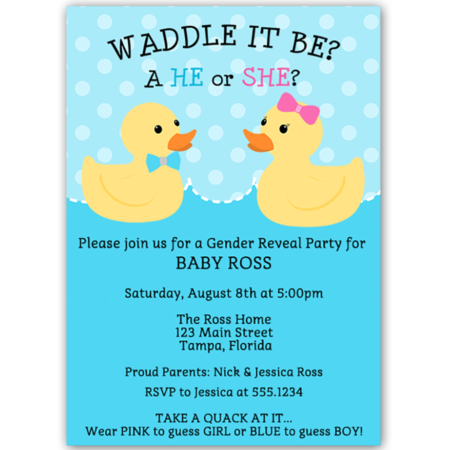Waddle It Be Gender Reveal Party Invitation