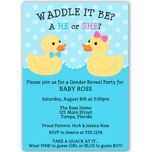 Waddle It Be Gender Reveal Party Invitation