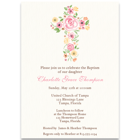 Watercolor Cross Invitation