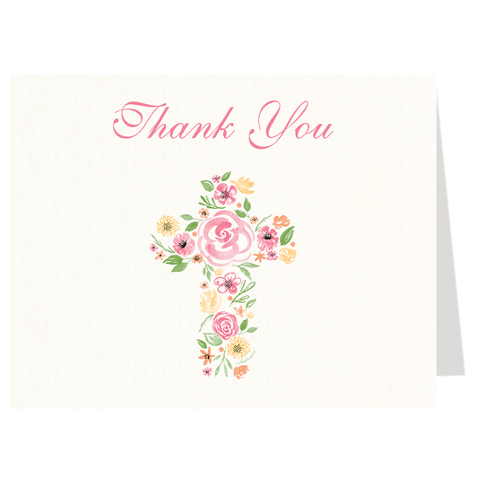 Watercolor Cross Thank You Card