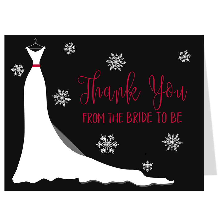 Winter Wedding Gown Thank You Card