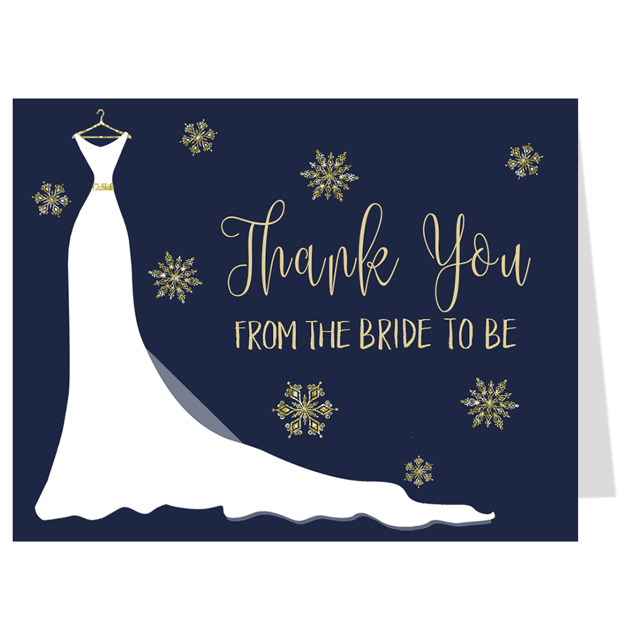 Winter Wedding Gown Thank You Card