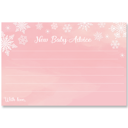 Winter Wonderland Pink Baby Shower Advice Card