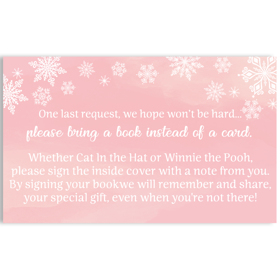 Winter Wonderland Pink Baby Shower Book Insert
