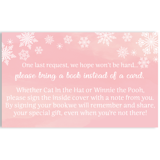 Winter Wonderland Pink Baby Shower Book Insert