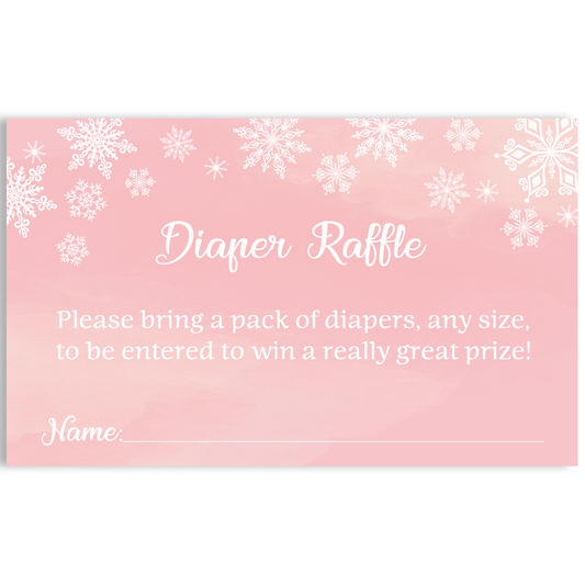 Winter Wonderland Pink Baby Shower Diaper Raffle Ticket