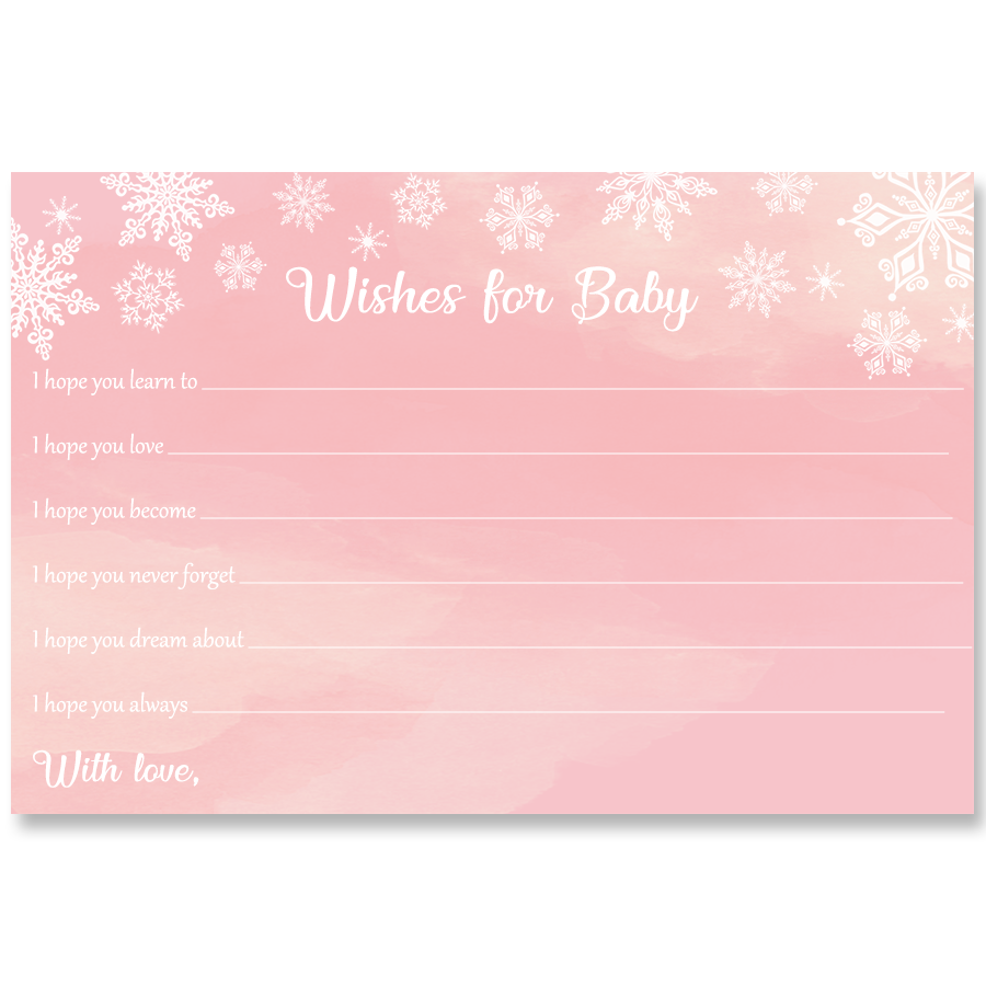 Winter Wonderland Pink Baby Shower Wishes Card