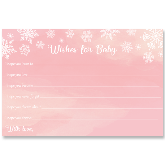 Winter Wonderland Pink Baby Shower Wishes Card