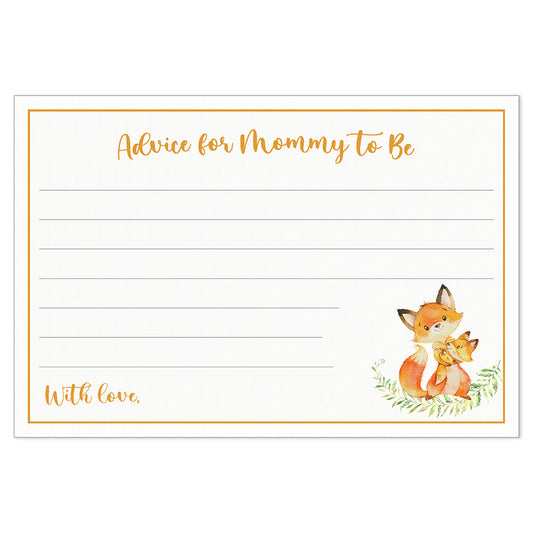 Fox Baby Shower Advice, Predictions, Wishes Card