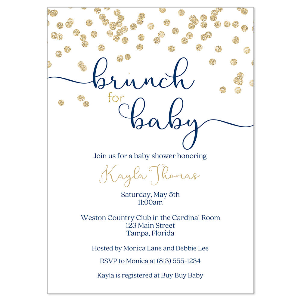 A Brunch for Baby Gold Baby Shower Invitation