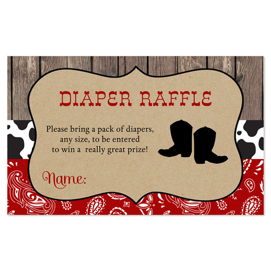 Boots and Bandanas Baby Shower Diaper Raffle Ticket