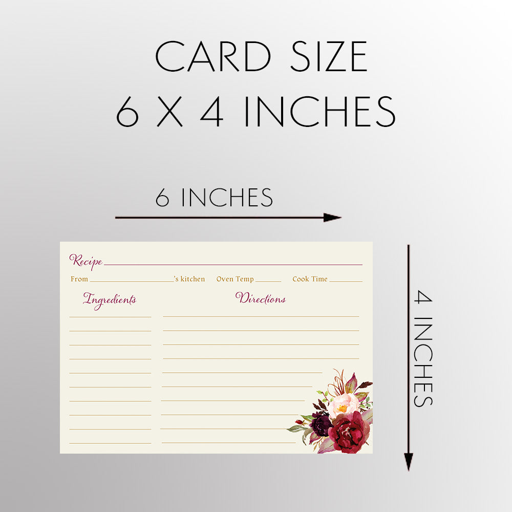 Burgundy Blooms Recipe Cards