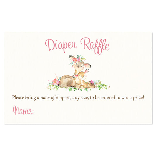 Deer Baby Shower Diaper Raffle Card