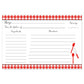 Red Gingham Recipe Card