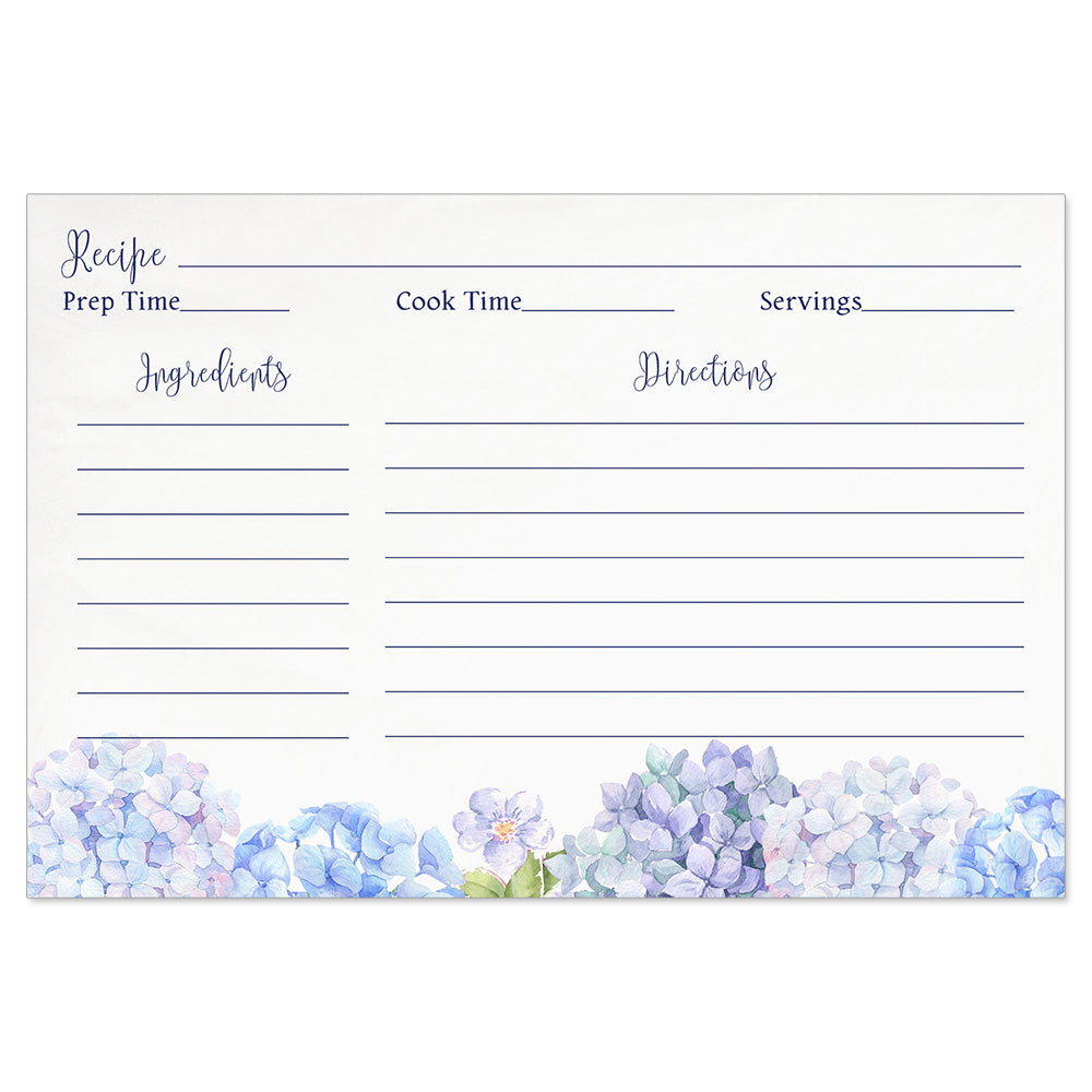 Hydrangea Blue Recipe Card