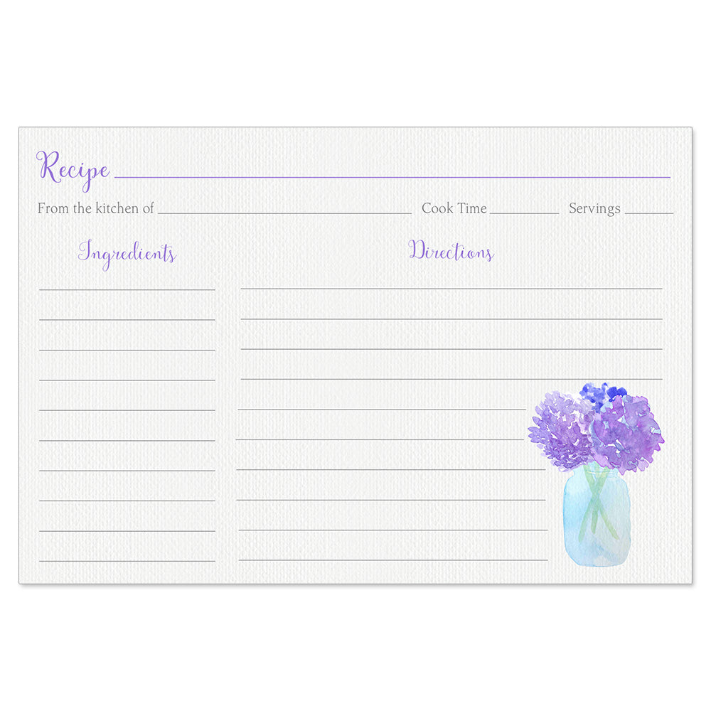 Jar of Hydrangeas Recipe Card