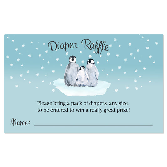 Little Penguin Baby Shower Diaper Raffle Ticket