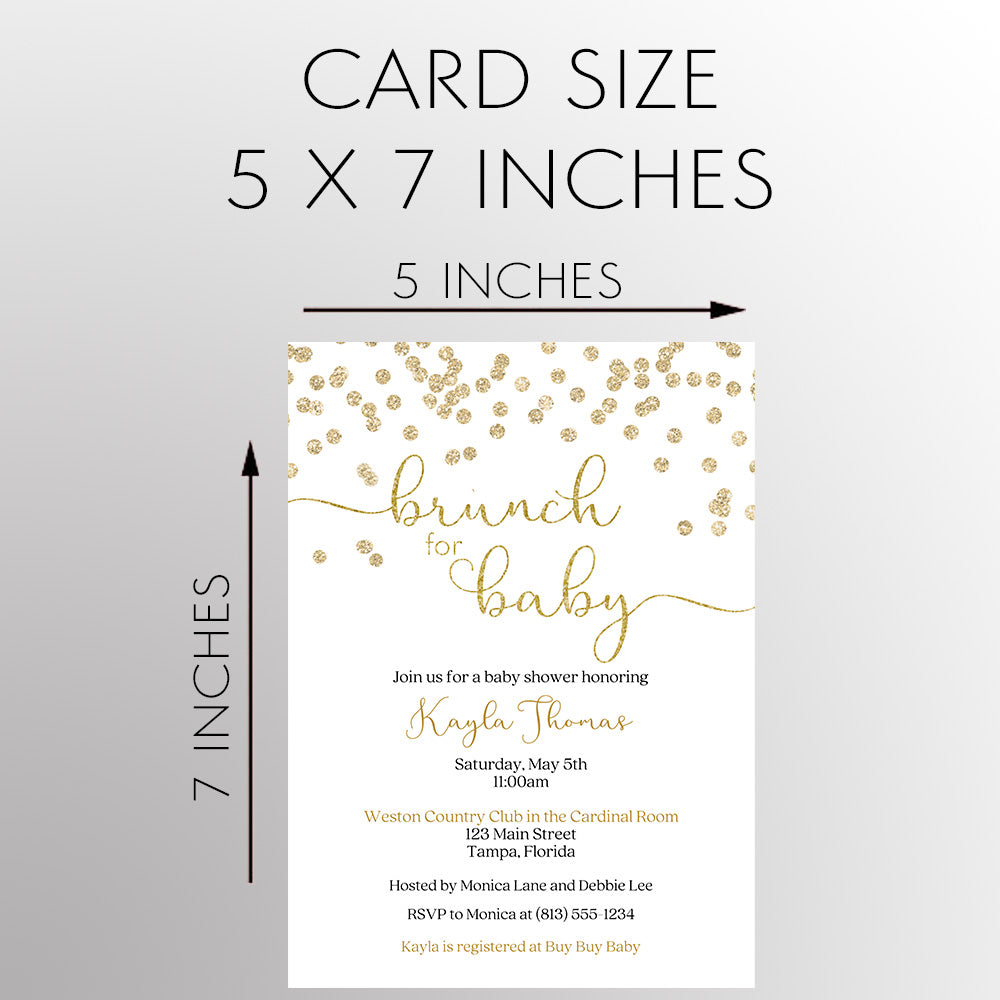 A Brunch for Baby Gold Baby Shower Invitation