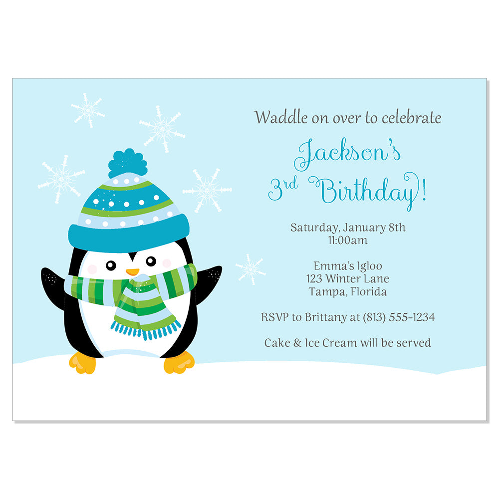 Penguin Birthday Party Invitation