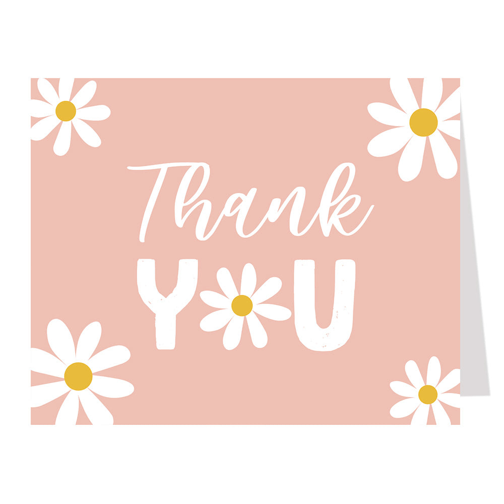 Pink Daisy Thank You Card