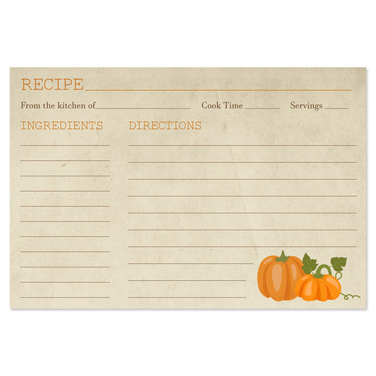Pumpkin Harvest Recipe Cards