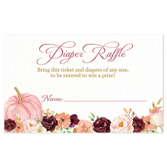 Floral Pumpkin Diaper Raffle Insert