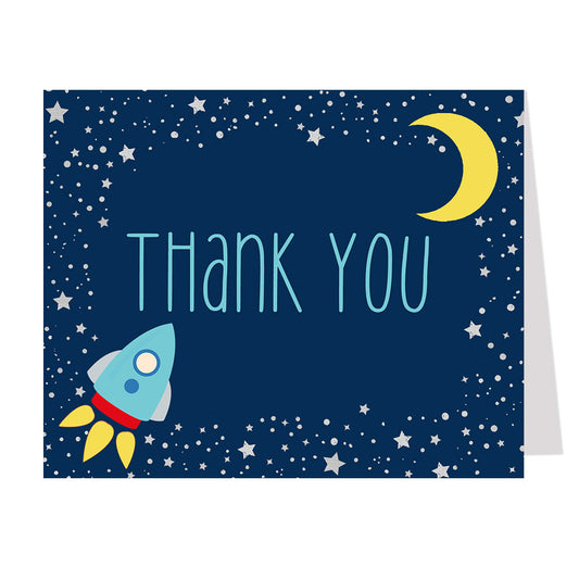 Rocket Ship, Aqua, Thank You Card