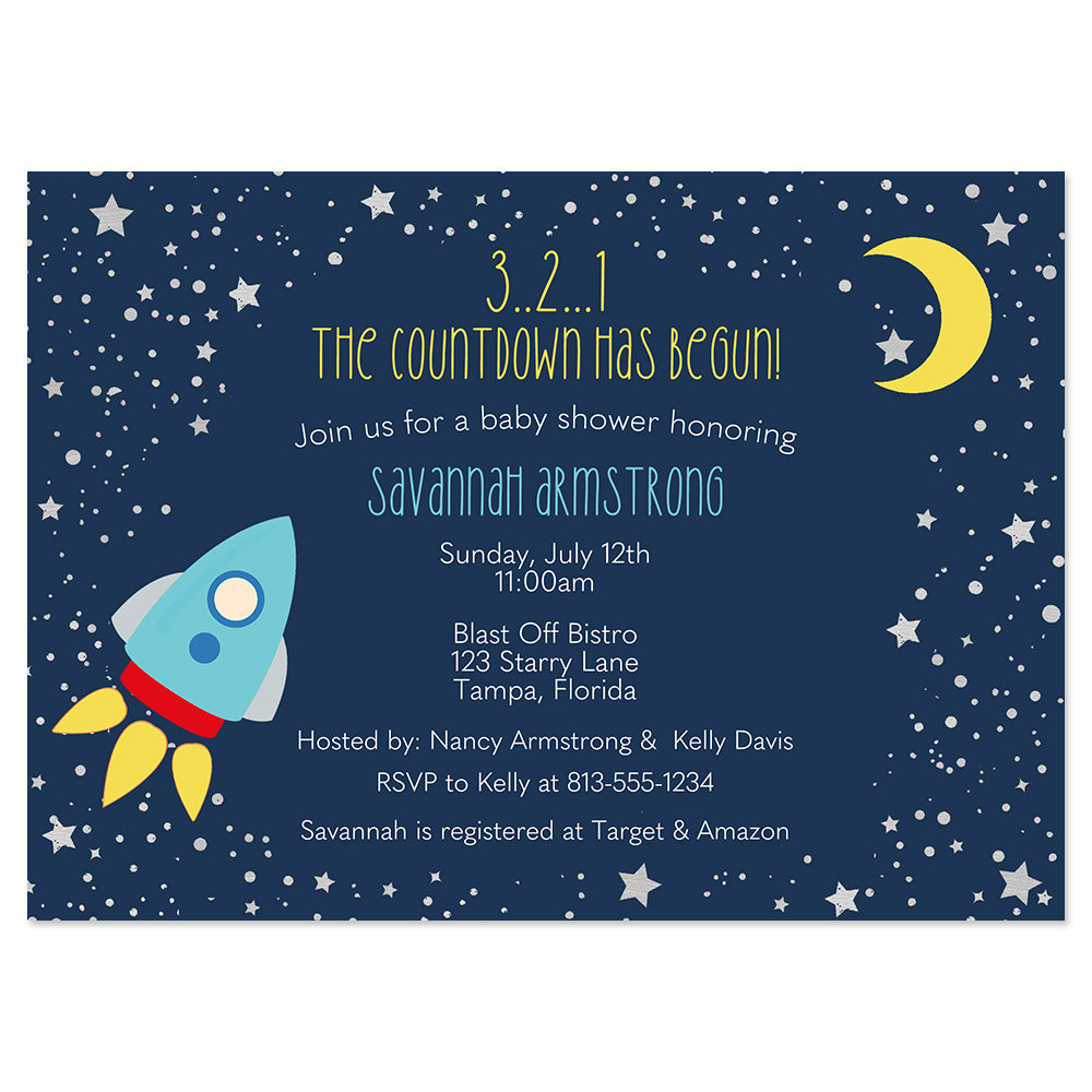 Rocket Ship Baby Shower Invitation